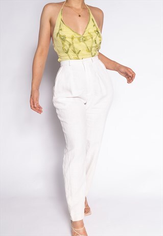 VINTAGE GREEN BEADED BACKLESS BLOUSE