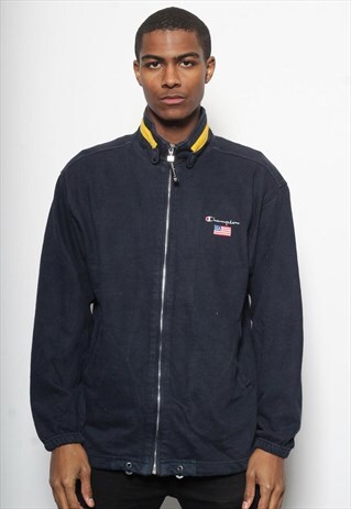 VINTAGE CHAMPION LOGO FULL ZIP SWEATSHIRT BLUE