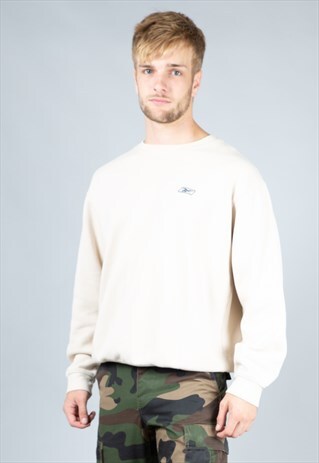90'S CREAM SMALL EMBROIDERED LOGO REEBOK SWEATSHIRT