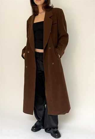 Vintage Brown Minimalist Wool Coat