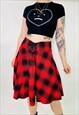 Vintage Grunge 00s Y2K Tartan Lace Up Skirt