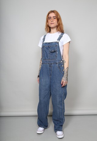 VINTAGE 90'S OLD NAVY DARK-WASH OVERSIZED DUNGAREES