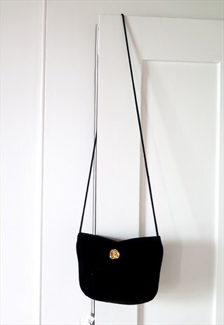 VINTAGE 80S BLACK VELVET PARTY SHOULDER MINI BAG