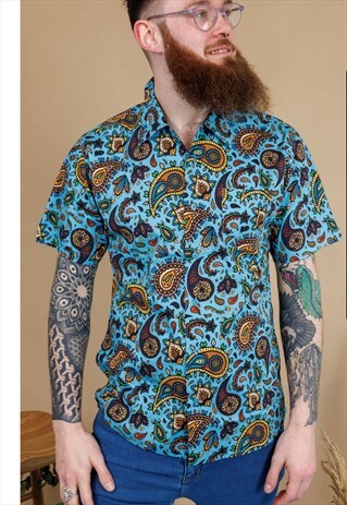 JEN JAMES FLORAL RETRO FESTIVAL BOHO SHIRT