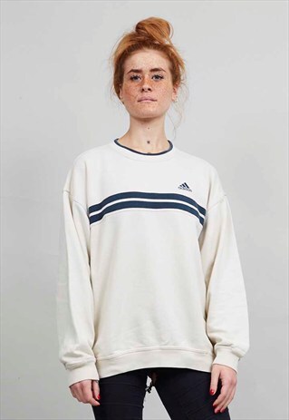 ADIDAS VINTAGE 90'S OVERSIZED CLASSIC BEIGE SWEATER