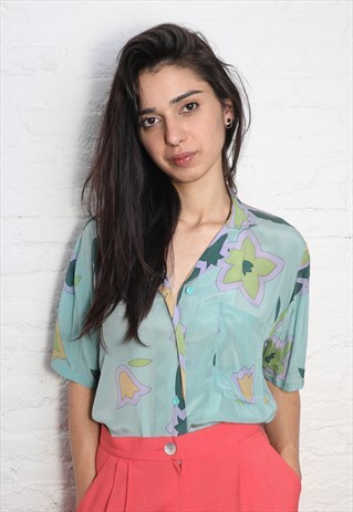 VINTAGE PRINTED GREEN SHIRT