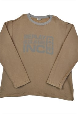 Vintage Replay Blue Jeans Sweatshirt Brown/Grey XL