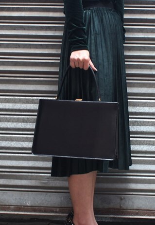 BLACK LEATHER TOTE BAG WORK BAG