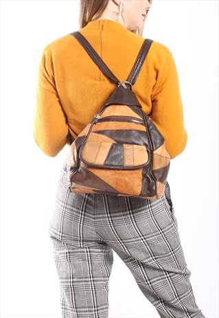 VINTAGE 90S SLOUCHY CROSS BODY BACKPACK IN PATCHWORK LEATHER