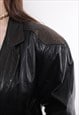 80S LEATHER TRENCH JACKET, VINTAGE BLACK TRENCH COAT 