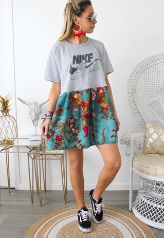 DRESS TEE-SHIRT VINTAGE PRINTED FABRIC