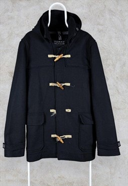 Tommy Hilfiger Duffle Jacket Coat Black Wool Men's XL