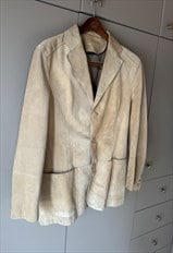 Vintage J.J.SCOTT Cream Leather Jacket. 