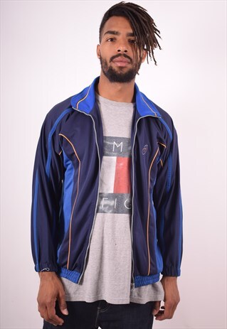 ASICS MENS VINTAGE TRACKSUIT TOP JACKET MEDIUM BLUE 90S