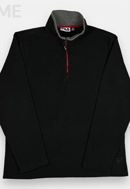Fila embroidered black 1/4 zip polartec fleece jumper size L