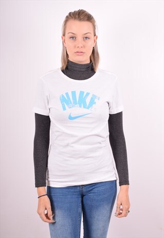 NIKE WOMENS VINTAGE T-SHIRT TOP MEDIUM WHITE 90S