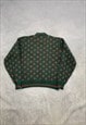 VINTAGE KNITTED JUMPER CUTE FLOWER PATTERNED KNIT SWEATER