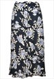 Vintage Flared Floral Print Maxi Skirt - M