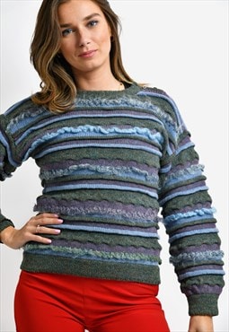 90s vintage wool jumper sweater women's multi coloured 80s