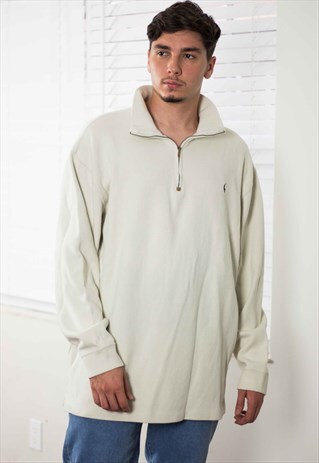 VINTAGE POLO RALPH LAUREN 1/4 ZIP JUMPER 90S XL 24.4