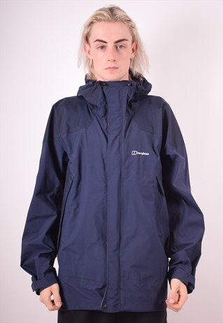 BERGHAUS MENS VINTAGE RAIN JACKET MEDIUM BLUE 90S