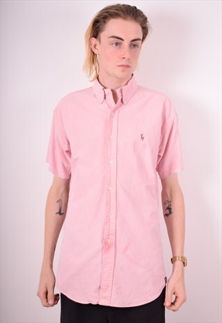 RALPH LAUREN MENS VINTAGE SHIRT MEDIUM PINK 90S