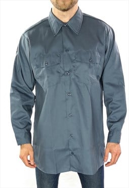 Dickies Long Sleeve Work Shirt In Grey Size Large 16-16.5