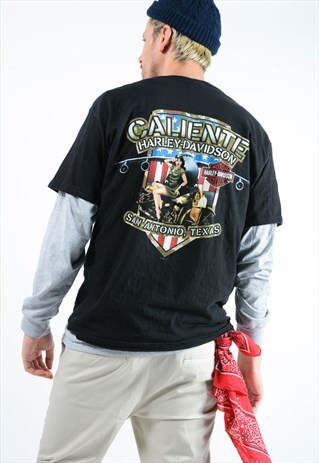 VINTAGE HARLEY DAVIDSON T-SHIRT BLACK WITH BACK PRINT