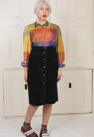 HIGH WAISTED SUEDE PENCIL SKIRT