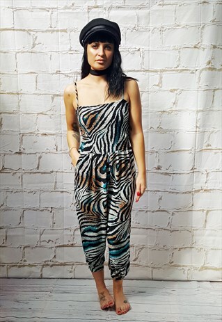 VINTAGE ANIMAL PRINT SLEEVELESS PLAYSUIT