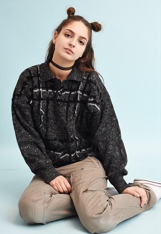 90'S RETRO JAZZY SLOUCHY DADS KNIT JUMPER
