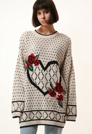 80S VINTAGE OVERSIZED MULTI COTTON KNITWEAR JUMPER 1097