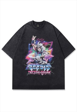 Cyberpunk anime t-shirt guitar tee grunge top vintage grey