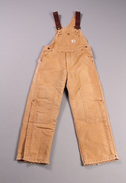  Vintage RARE Carhartt Beige Dungarees 90s Overalls.Workwear