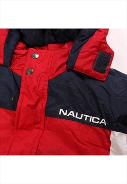Vintage 90's Nautica Puffer Jacket Hooded Full Zip Up