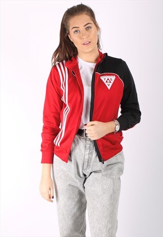 VINTAGE 90S ADIDAS TRACK JACKET IN RED TSV BEMERODE