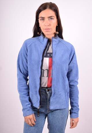 NIKE WOMENS VINTAGE FLEECE JACKET LARGE BLUE 90'S
