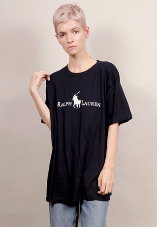VINTAGE 90'S RALPH LAUREN OVERSIZED BLACK T-SHIRT