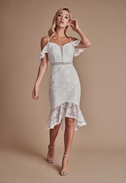 White Lace Frill Dress
