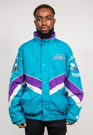 90'S BASKETBALL CHARLOTTE HORNETS NBA COACH JACKET COAT