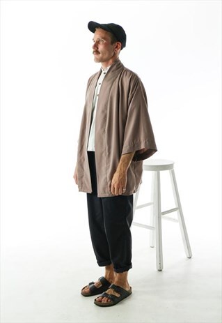 SILK BEIGE KIMONO / SALMON LIGHT BOLERO