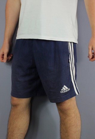 VINTAGE ADIDAS COTTON SHORTS IN NAVY BLUE WITH POCKETS, EMBR