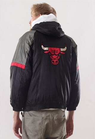VINTAGE MENS CHICAGO BULLS BIG LOGO HALF ZIP PULLOVER JACKET