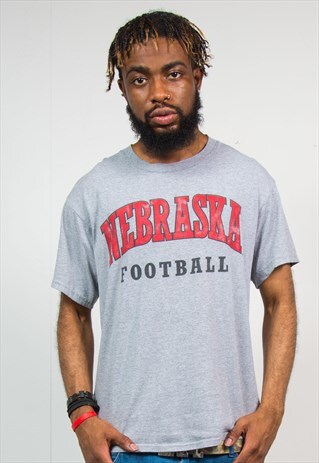 VINTAGE NEBRASKA FOOTBALL GREY T-SHIRT