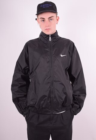 NIKE MENS VINTAGE JACKET LARGE BLACK 90'S