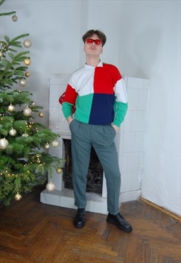 Vintage 90's pullover festival party jumper in multicoloured