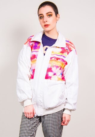 VINTAGE WHITE 90'S PATTERNED TRACKSUIT JACKET TOP