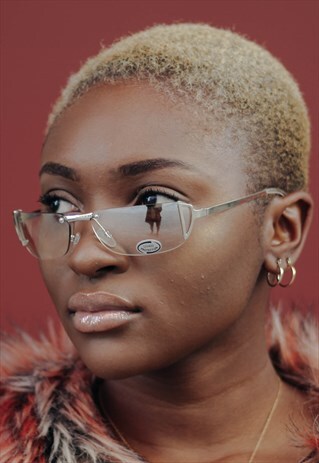 LARA CLEAR RIMLESS VINTAGE SUNGLASSES RETRO 80S 90S