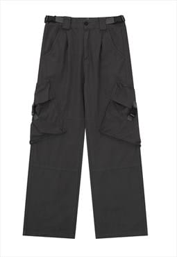 Cargo joggers utility pants parachute sports trousers grey