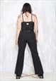 VINTAGE Y2K FLARE TROUSERS IN PINSTRIPED BLACK